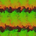 Abstract seamless pattern in oily green, orange and dark colors