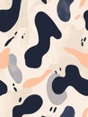 Abstract seamless pattern with organic shapes in blue, grey and peach on a beige background Royalty Free Stock Photo