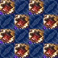 Abstract seamless pattern with ornamental squares. Royalty Free Stock Photo