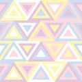 Abstract seamless pattern in pastel colors. Design based on geometric triangles colored in random style. Cute illustration