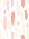 Abstract seamless pattern with pink and beige stripes spots. Ink and brush. Hand drawn. Royalty Free Stock Photo