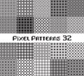 Abstract seamless pattern in pixel style. Set geometric design background Royalty Free Stock Photo