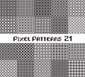Abstract seamless pattern in pixel style. Set geometric design background Royalty Free Stock Photo