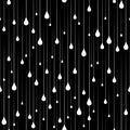 Abstract Seamless Pattern with Rain Drops. Vector Minimalist Illustration of White Drops on Black Background Royalty Free Stock Photo