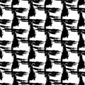 Abstract seamless pattern. Repeating brush strokes isolated on background. Repeating hand drawn grunge paint. Monochrome repeat