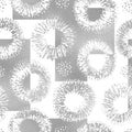 Abstract seamless pattern. Repeating geometric circle. Repeated background. Hands draw brush strokes. Repeat silver flowers for de Royalty Free Stock Photo