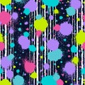 Abstract seamless pattern. Repeating graffiti backdrop. Background paint splatter. Grafitti splash. Grunge texture. Bright random Royalty Free Stock Photo
