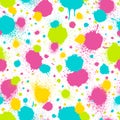 Abstract seamless pattern. Repeating paint splatter pattern. Background abstract color splash. Grunge hand drawn stamp texture. Sp Royalty Free Stock Photo