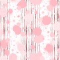 Abstract seamless pattern. Repeating pink watercolor backdrop. Background rose gold paint splatter. Pastel splash. Grunge texture. Royalty Free Stock Photo