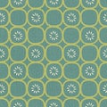 Abstract seamless pattern of rounded squares with random details. Mid-century modern style.