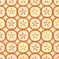 Abstract seamless pattern of rounded squares with seed patterns. Mid-century modern style.