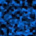 Abstract seamless pattern with sapphire blue colored chaotic squares