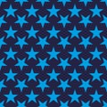 Abstract seamless pattern with shapes of stars on a dark blue background. Orderly arrangement of geometric shapes.