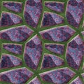 Abstract seamless pattern of sharp stones with marbled texture on a green background