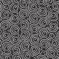 Black white seamless pattern with drawn curlicues Royalty Free Stock Photo
