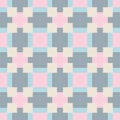 Abstract seamless pattern with squares and crosses. Colorful vector background
