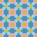 Abstract seamless pattern with squares and crosses. Colorful vector background