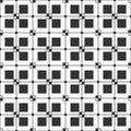 Abstract seamless pattern of squares. Vector monochrome background