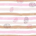 Abstract seamless pattern. striped geometric brush painted elements, polka dots. Textured background for poster, card Royalty Free Stock Photo