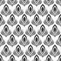 Abstract seamless pattern of stylized peacock feathers. Monochrome elegant vector background Royalty Free Stock Photo