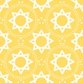 Abstract Seamless pattern of sun doodle and line in boho tribal style background Royalty Free Stock Photo