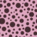 Abstract seamless pattern with textural brown different balls on pink.