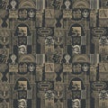 seamless pattern on theme of medieval architecture and art