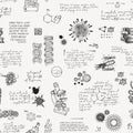 Hand drawn seamless pattern on a scientific theme Royalty Free Stock Photo
