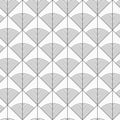 Abstract seamless pattern of of triangles with rounded lines inside. Vector monochrome background Royalty Free Stock Photo