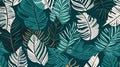 Abstract seamless pattern with tropical leaves. Hand draw texture Royalty Free Stock Photo