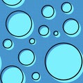 Abstract seamless pattern with turquoise different balls on azure background