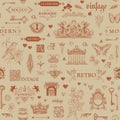 Abstract seamless pattern with vintage sketches
