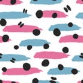 Abstract seamless pattern. Watercolour brush strokes and round spots.