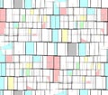 Abstract seamless pattern on a white background black and colored squares Royalty Free Stock Photo