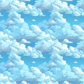Seamless pattern with white clouds in the blue sky. Royalty Free Stock Photo