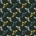 Abstract Seamless Pattern with White Yellow and Black Cloth Hangers Vector Graphic