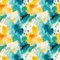 abstract seamless pattern of yellow and blue paint splashes, stains, drops, strokes Royalty Free Stock Photo