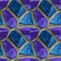 Abstract seamless relief floor pattern of blue and purple mottled stones Royalty Free Stock Photo