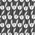 Abstract seamless retro pattern with silhouettes of tulips . Floral design Royalty Free Stock Photo