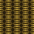 Abstract seamless Row of glowing radioactive yellow black signs on black background.