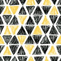 Abstract seamless scandinavian pattern with black and yellow triangles