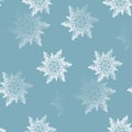 Abstract seamless snowflakes pattern white blue gray blurred Royalty Free Stock Photo