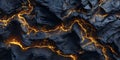 Abstract Seamless Texture of Dark Volcanic Rock with Glowing Lava Veins Royalty Free Stock Photo