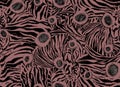 Abstract seamless texture with mix of drawings of animal skins.