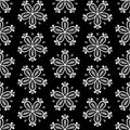 Abstract seamless vector floral pattern with white flowers on black background