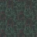 Abstract seamless vector pattern background. Assortment of hand drawn winter jumper outlines on dark green. Vector