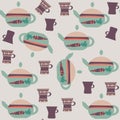 Abstract seamless vector tea pot pattern. It is located in swatch menu