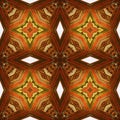 Abstract seamless vintage wooden pattern with orange, brown and yellow stars