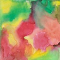 Hand painted abstract seamless watercolor background in green, yellow and red colors. Royalty Free Stock Photo