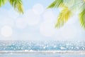 Abstract seascape with palm tree, tropical beach background Royalty Free Stock Photo